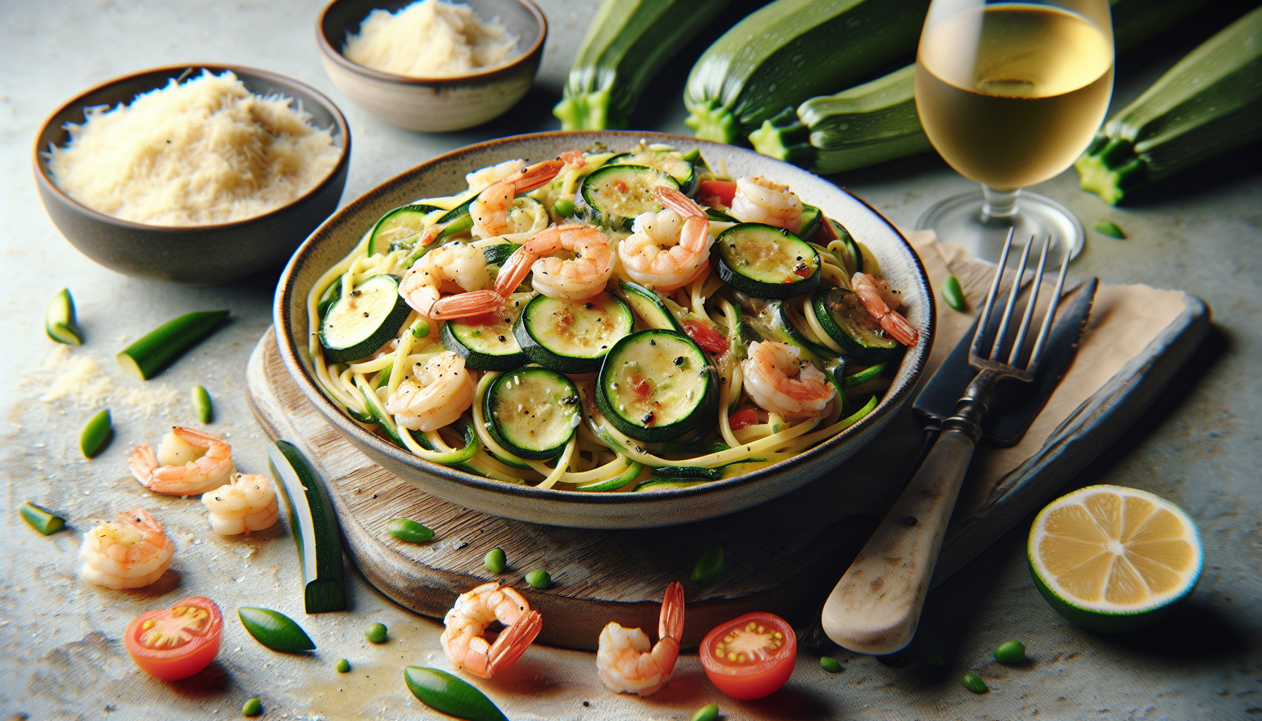 zucchine e gamberetti pasta